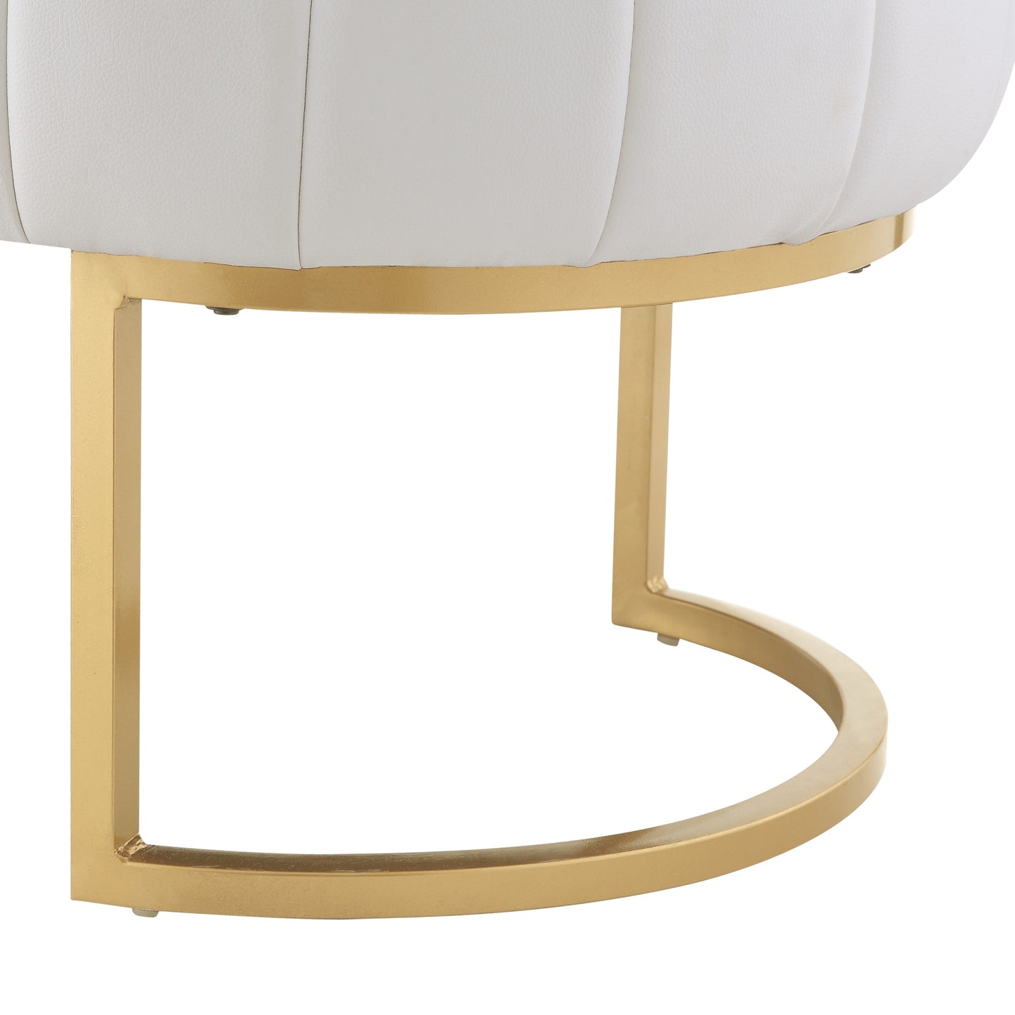 53" White And Gold Upholstered Faux Leather Bench By Homeroots | Benches | Modishstore - 5