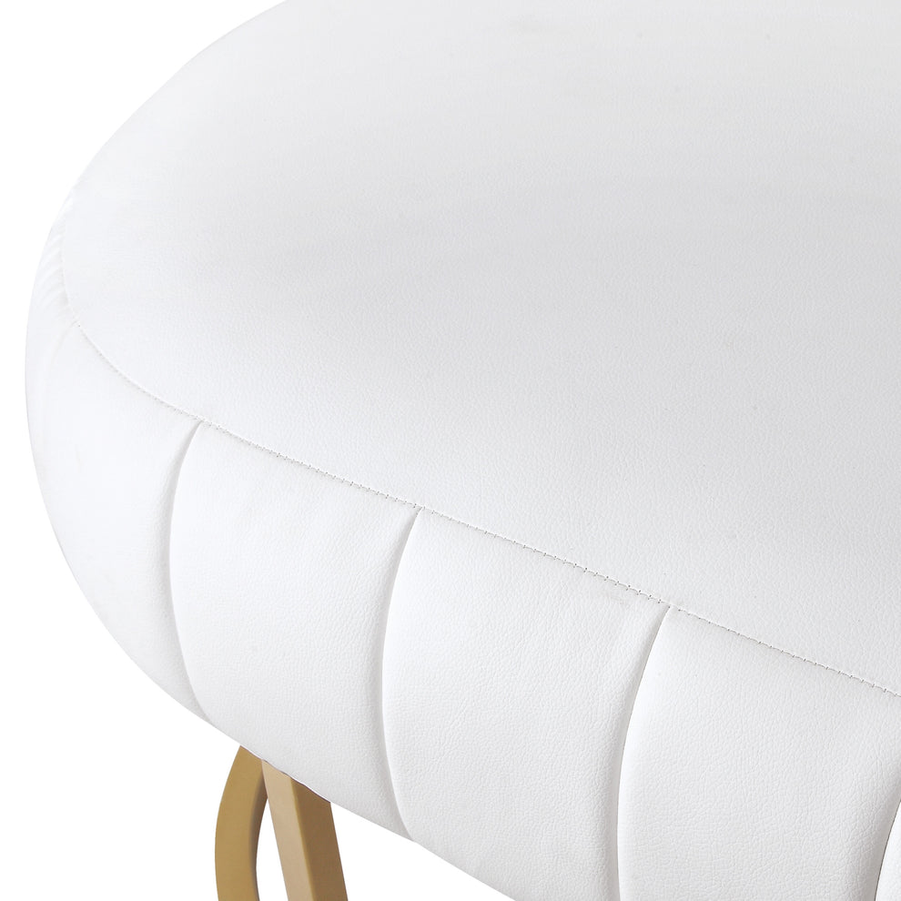 53" White And Gold Upholstered Faux Leather Bench By Homeroots | Benches | Modishstore - 6