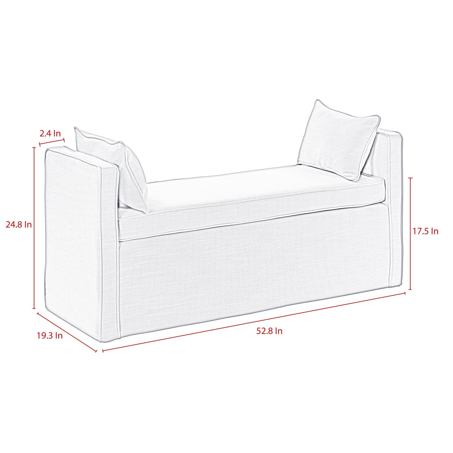 53" Gray And Black Upholstered Linen Bench By Homeroots | Benches | Modishstore - 6