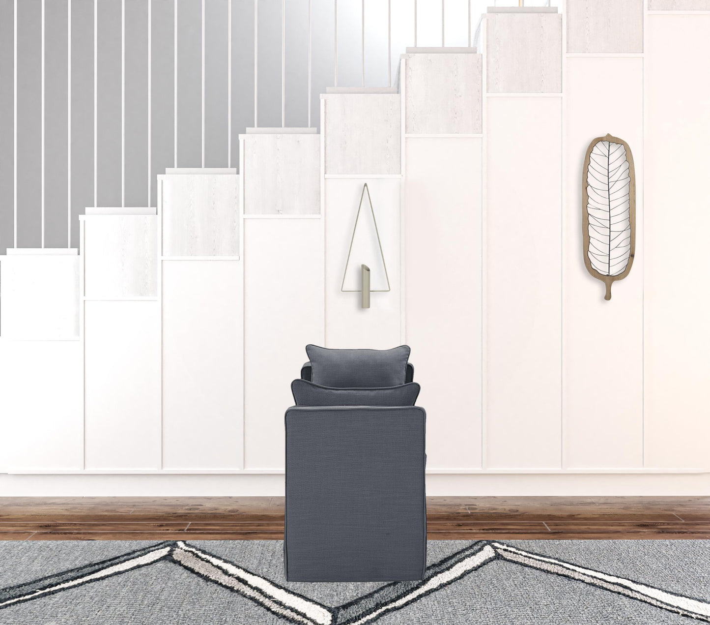 53" Gray And Black Upholstered Linen Bench By Homeroots | Benches | Modishstore - 2