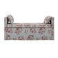 53" Light Gray And Black Upholstered Linen Floral Bench By Homeroots
