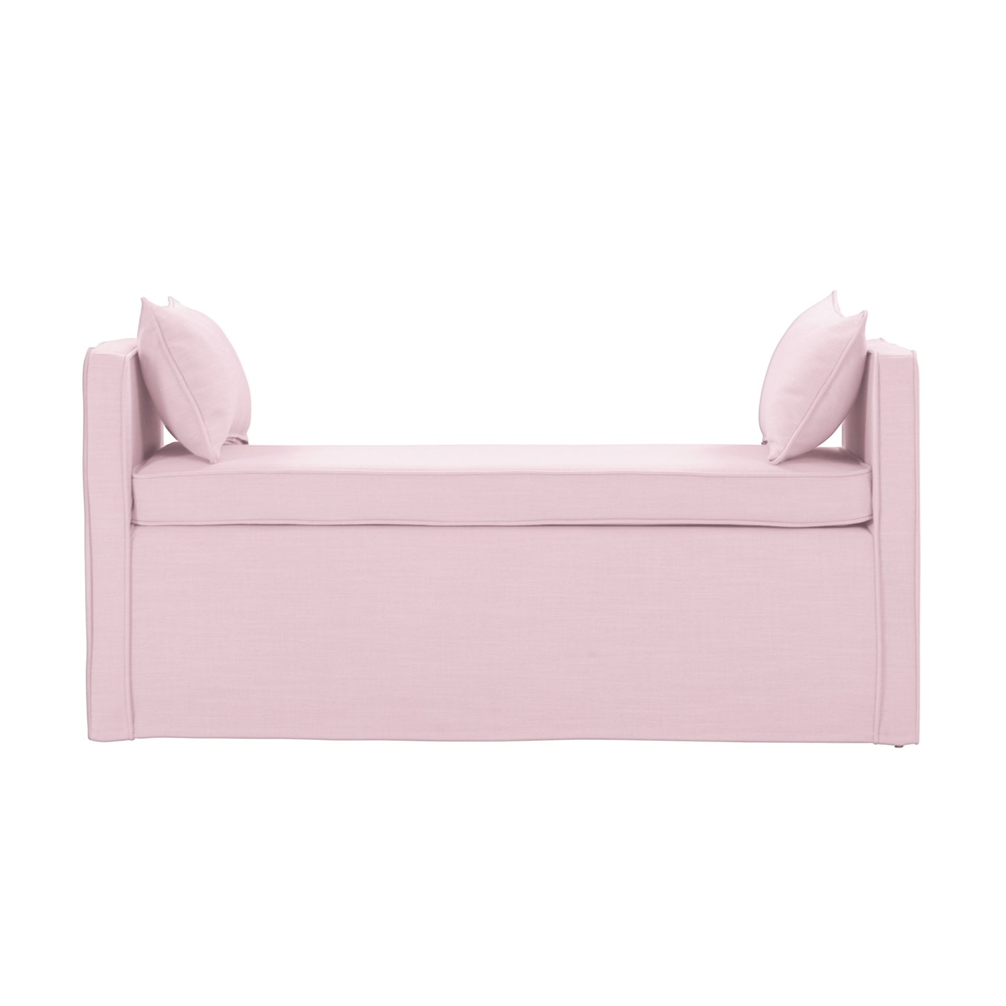 53" Light Pink And Black Upholstered Linen Bench By Homeroots | Benches | Modishstore