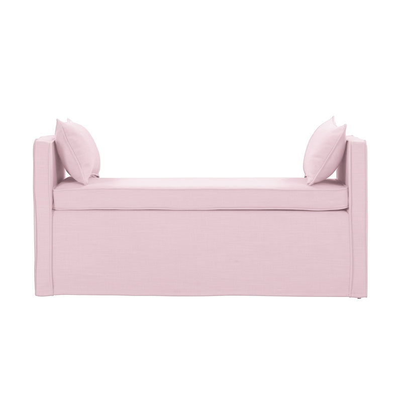 53" Light Pink And Black Upholstered Linen Bench By Homeroots | Benches | Modishstore
