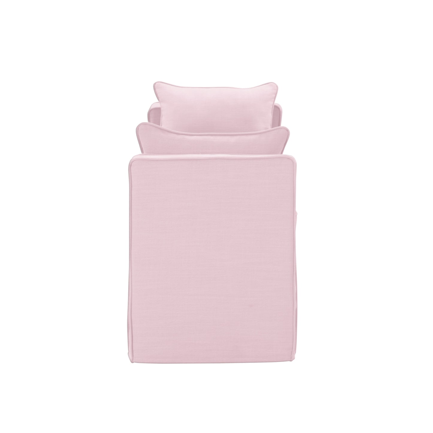 53" Light Pink And Black Upholstered Linen Bench By Homeroots | Benches | Modishstore - 2