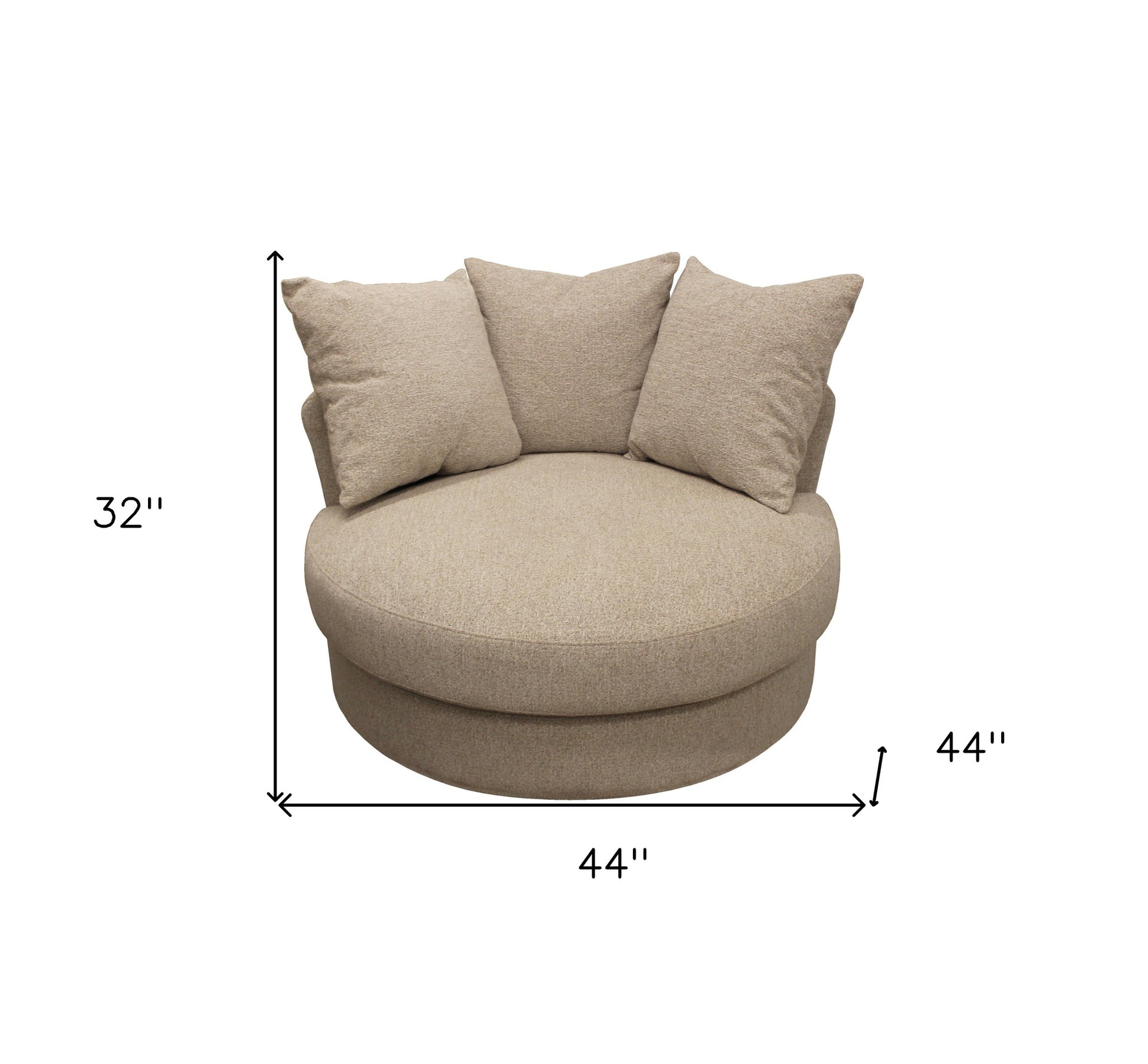 44" Sand Linen Solid Color Swivel Barrel Chair By Homeroots | Armchairs | Modishstore - 5