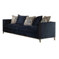 95" Blue Velvet And Black Sofa With Five Toss Pillows By Homeroots | Sofas | Modishstore - 3