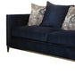 95" Blue Velvet And Black Sofa With Five Toss Pillows By Homeroots | Sofas | Modishstore - 5