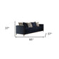 95" Blue Velvet And Black Sofa With Five Toss Pillows By Homeroots | Sofas | Modishstore - 6