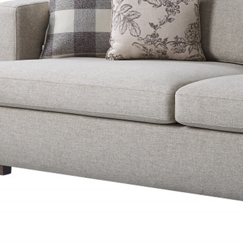 92" Fabric Linen And Brown Sofa With Four Toss Pillows By Homeroots | Sofas | Modishstore - 3