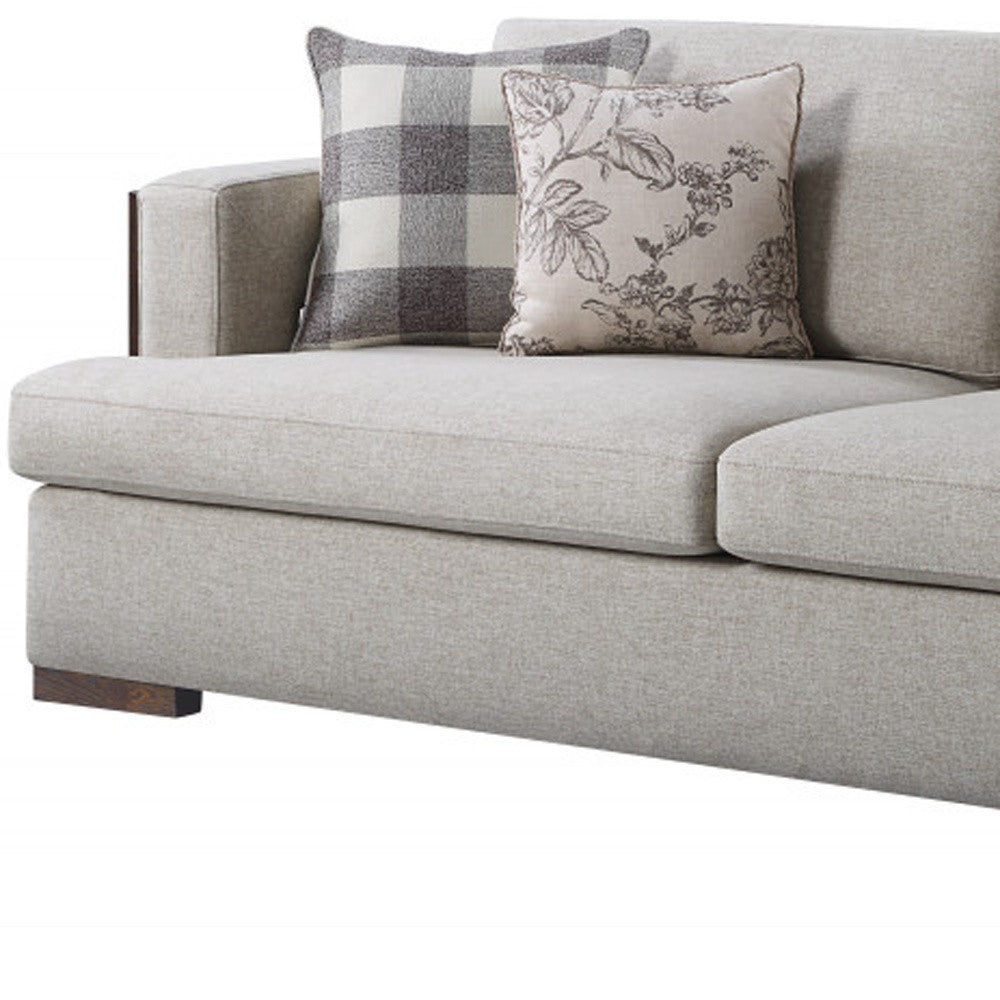 92" Fabric Linen And Brown Sofa With Four Toss Pillows By Homeroots | Sofas | Modishstore - 4