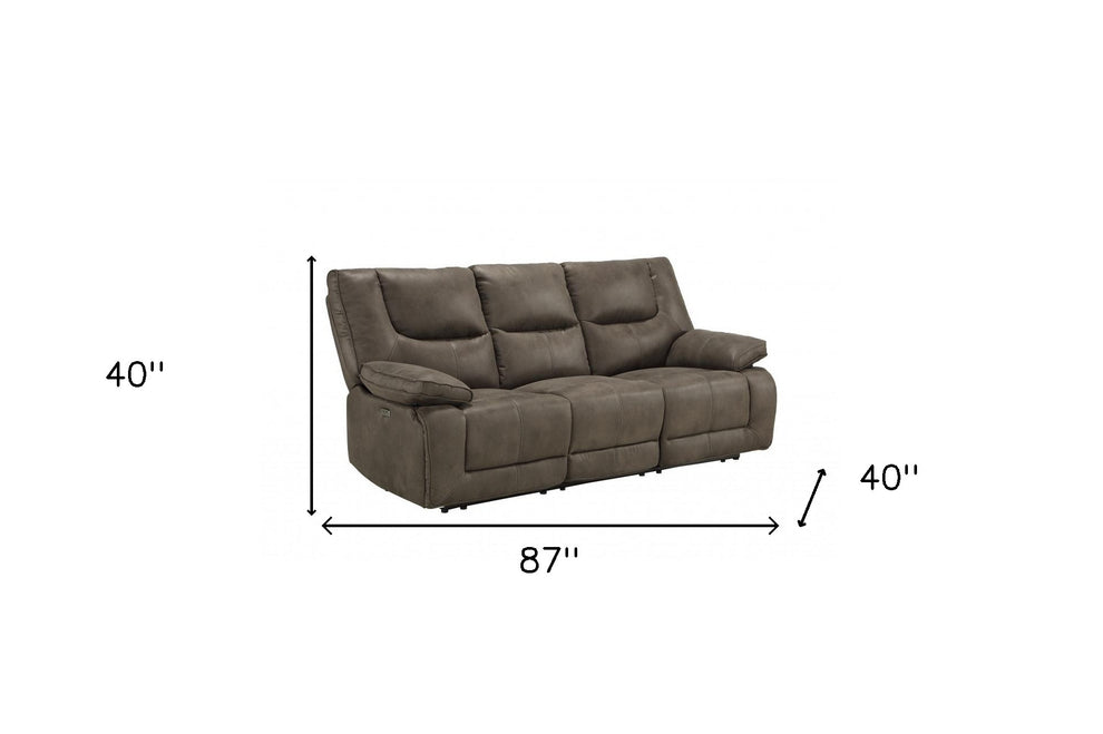 87" Gray And Black Reclining Usb Sofa By Homeroots | Sofas | Modishstore - 5