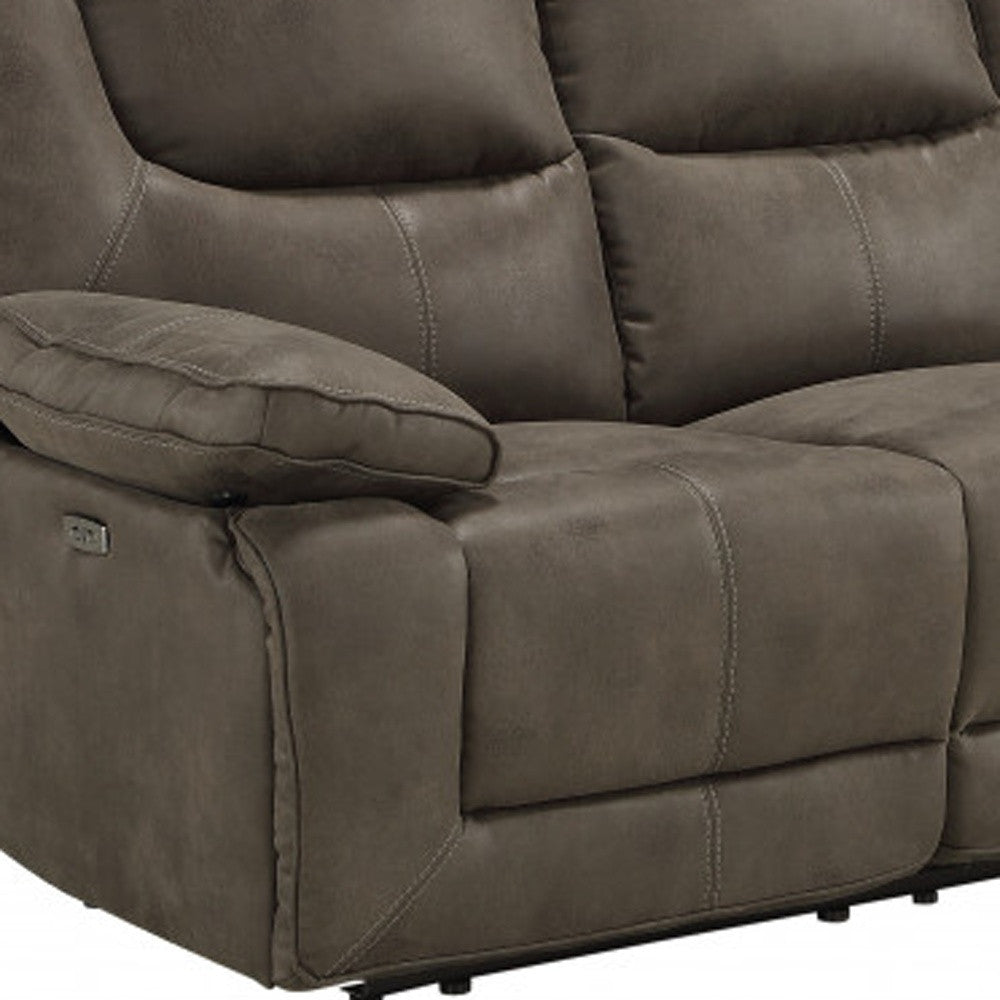 87" Gray And Black Reclining Usb Sofa By Homeroots | Sofas | Modishstore - 3