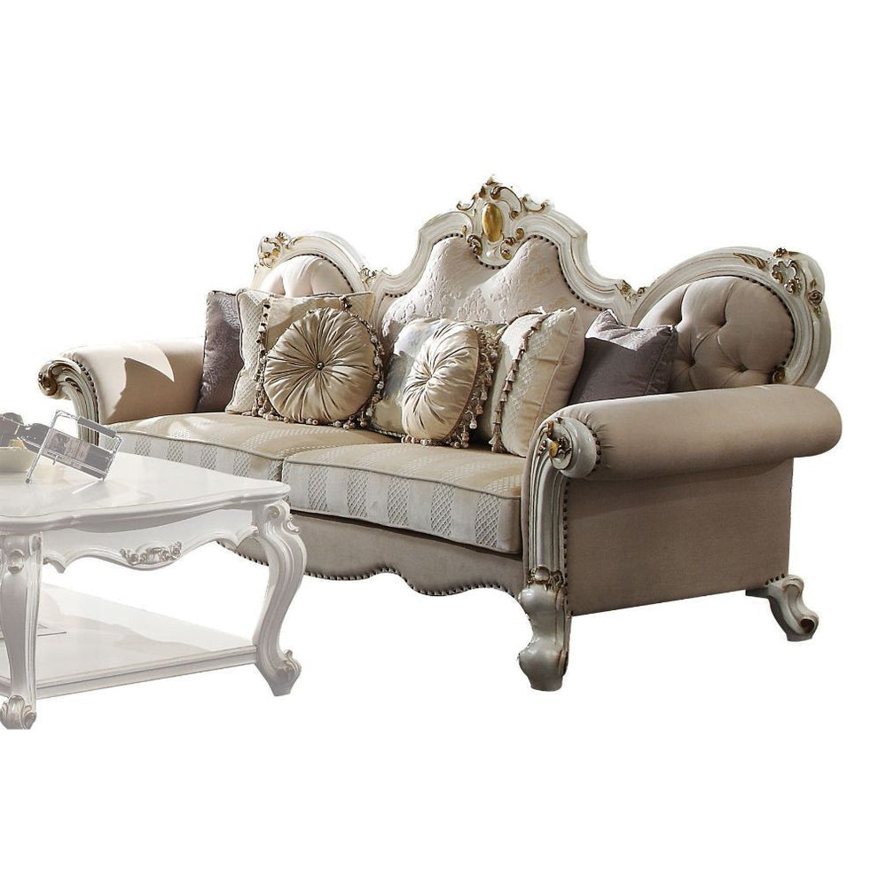 93" Fabric Velvet And Pearl Sofa With Three Toss Pillows By Homeroots | Sofas | Modishstore - 2