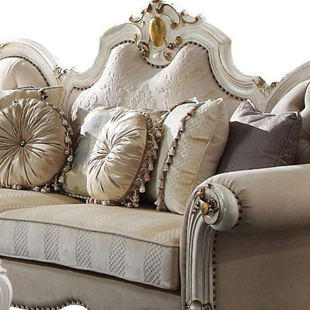 93" Fabric Velvet And Pearl Sofa With Three Toss Pillows By Homeroots | Sofas | Modishstore - 5