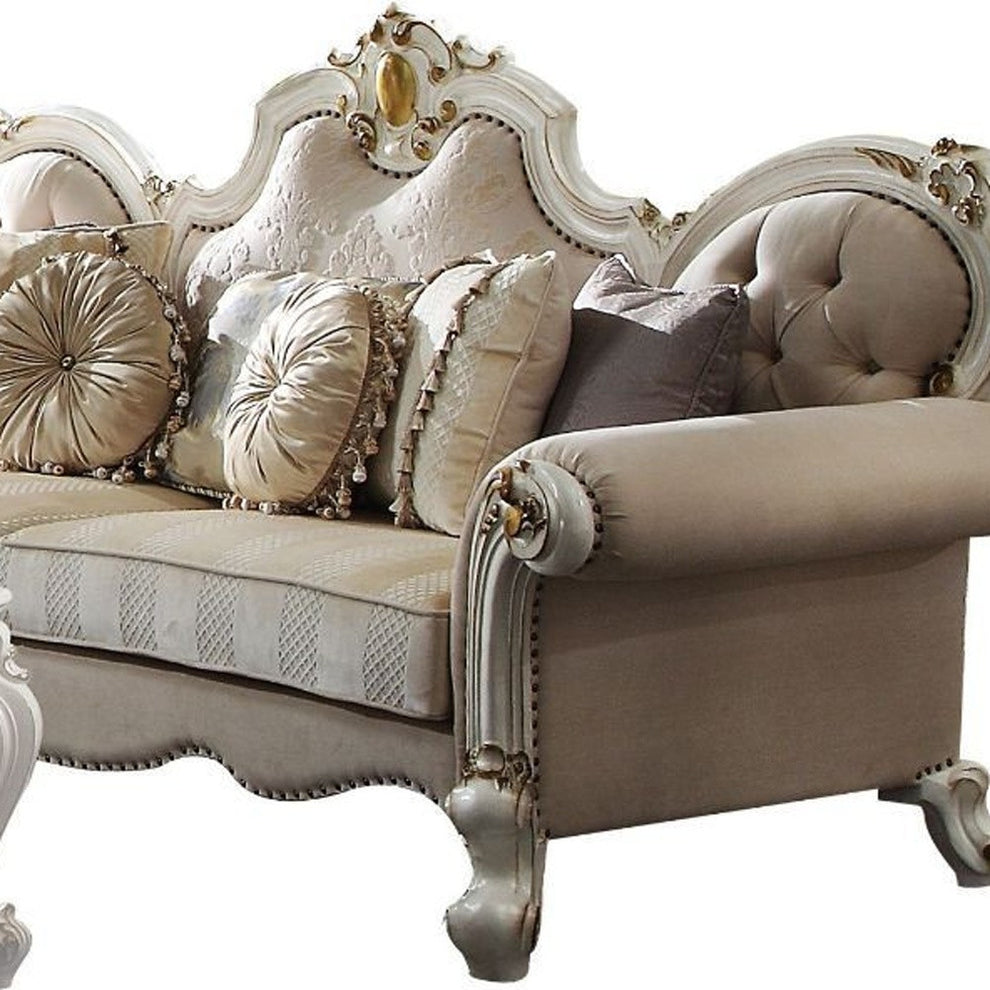 93" Fabric Velvet And Pearl Sofa With Three Toss Pillows By Homeroots | Sofas | Modishstore - 4