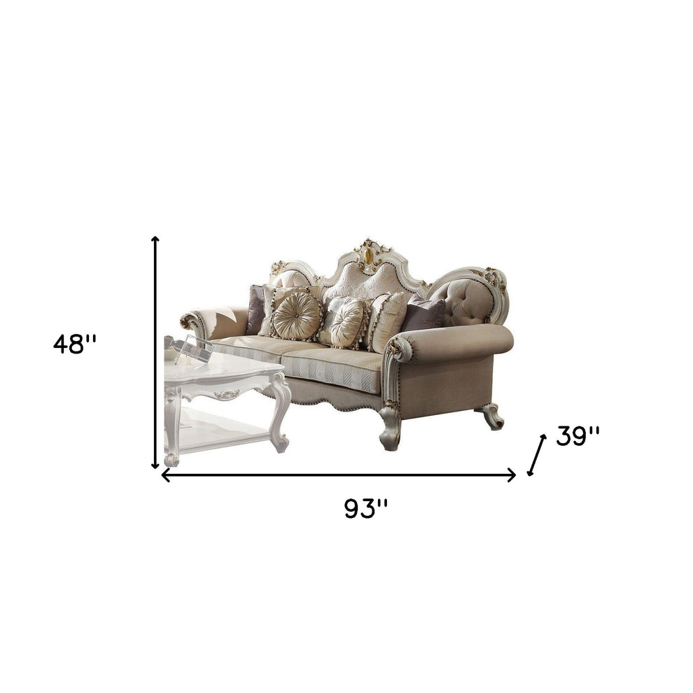 93" Fabric Velvet And Pearl Sofa With Three Toss Pillows By Homeroots | Sofas | Modishstore - 6
