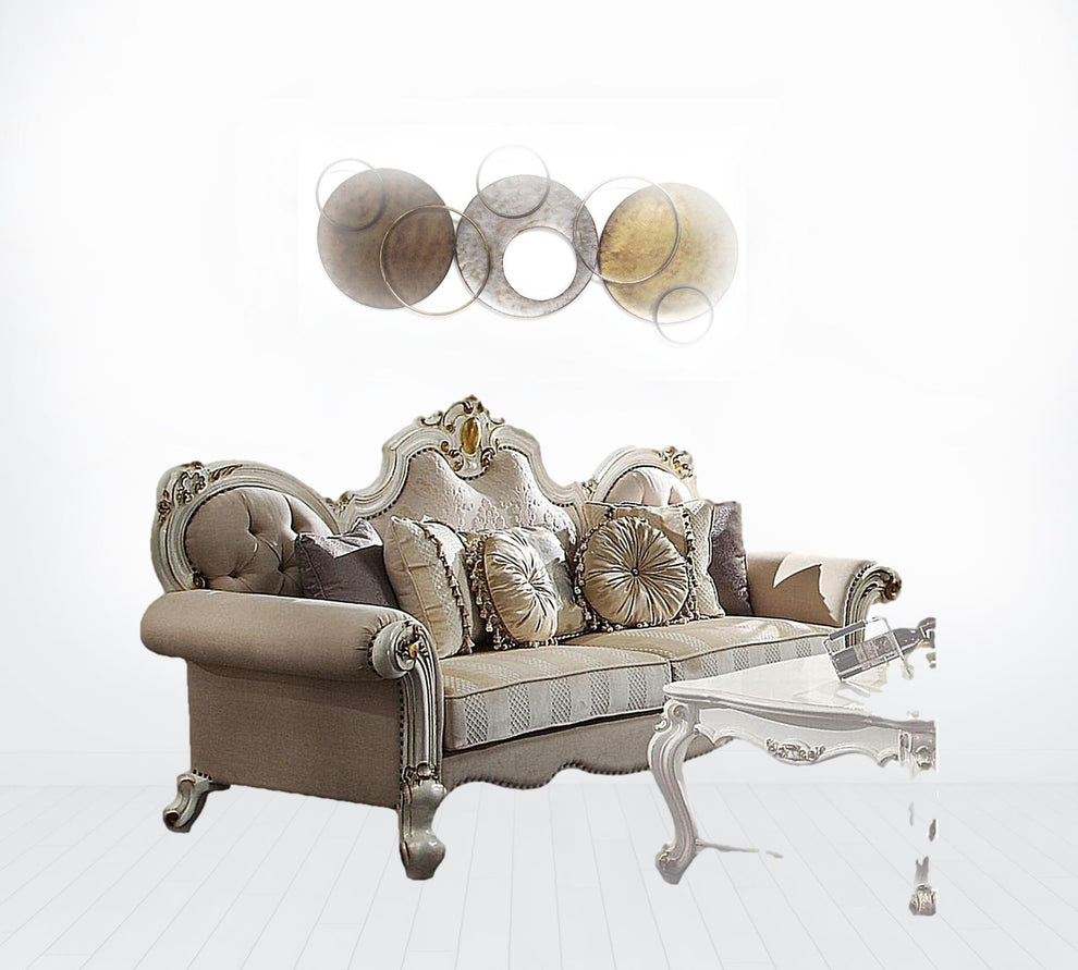 93" Fabric Velvet And Pearl Sofa With Three Toss Pillows By Homeroots | Sofas | Modishstore - 3
