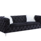 91" Black Velvet And Silver Sofa With Two Toss Pillows By Homeroots | Sofas | Modishstore - 2