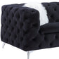 91" Black Velvet And Silver Sofa With Two Toss Pillows By Homeroots | Sofas | Modishstore - 5