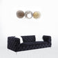 91" Black Velvet And Silver Sofa With Two Toss Pillows By Homeroots | Sofas | Modishstore - 3
