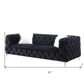 91" Black Velvet And Silver Sofa With Two Toss Pillows By Homeroots | Sofas | Modishstore - 6