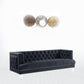 88" Charcoal Velvet And Black Sofa By Homeroots