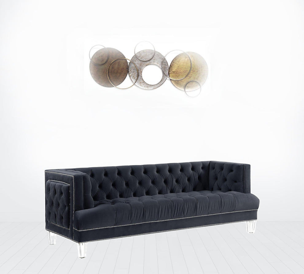 88" Charcoal Velvet And Black Sofa By Homeroots | Sofas | Modishstore - 3
