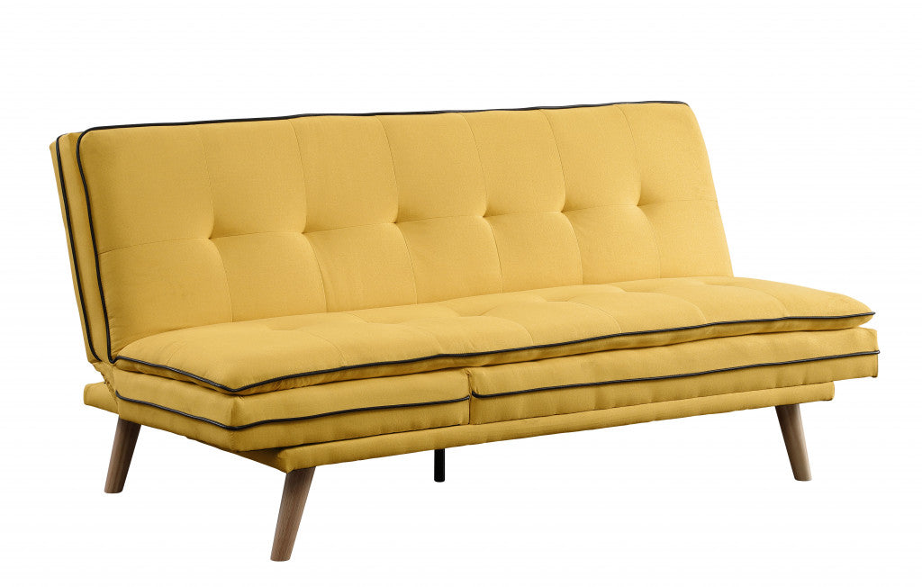 72" Yellow Linen And Brown Sofa By Homeroots | Sofas | Modishstore