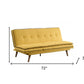 72" Yellow Linen And Brown Sofa By Homeroots