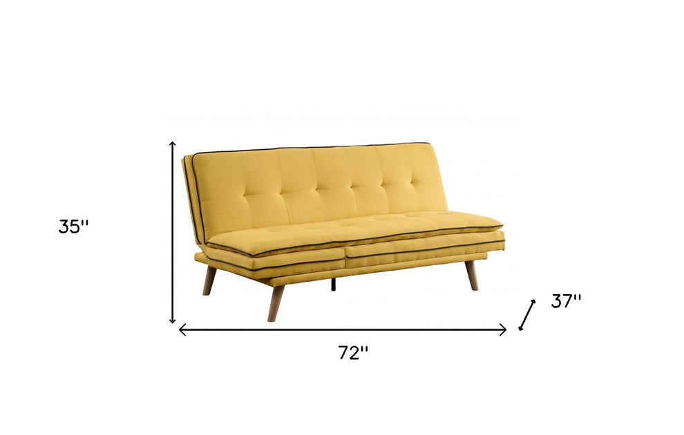 72" Yellow Linen And Brown Sofa By Homeroots | Sofas | Modishstore - 5