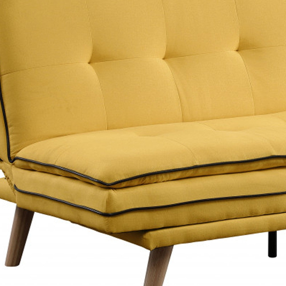 72" Yellow Linen And Brown Sofa By Homeroots | Sofas | Modishstore - 3