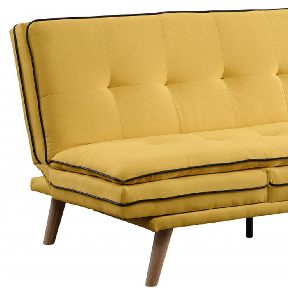 72" Yellow Linen And Brown Sofa By Homeroots | Sofas | Modishstore - 4