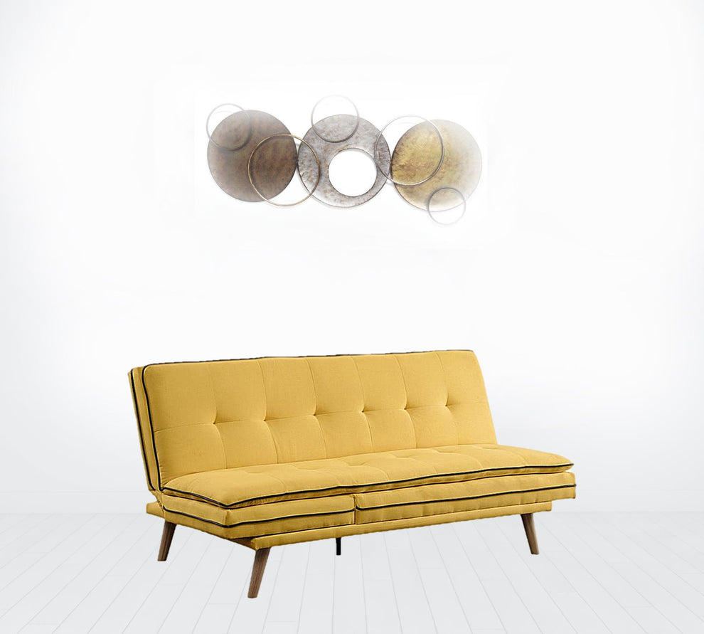 72" Yellow Linen And Brown Sofa By Homeroots | Sofas | Modishstore - 2