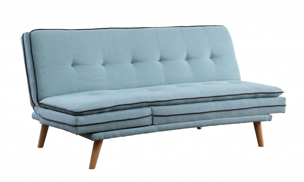 72" Blue Linen And Brown Sofa By Homeroots | Sofas | Modishstore