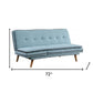 72" Blue Linen And Brown Sofa By Homeroots