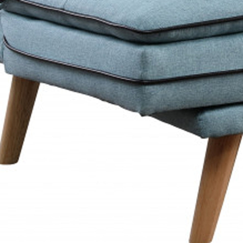 72" Blue Linen And Brown Sofa By Homeroots | Sofas | Modishstore - 4