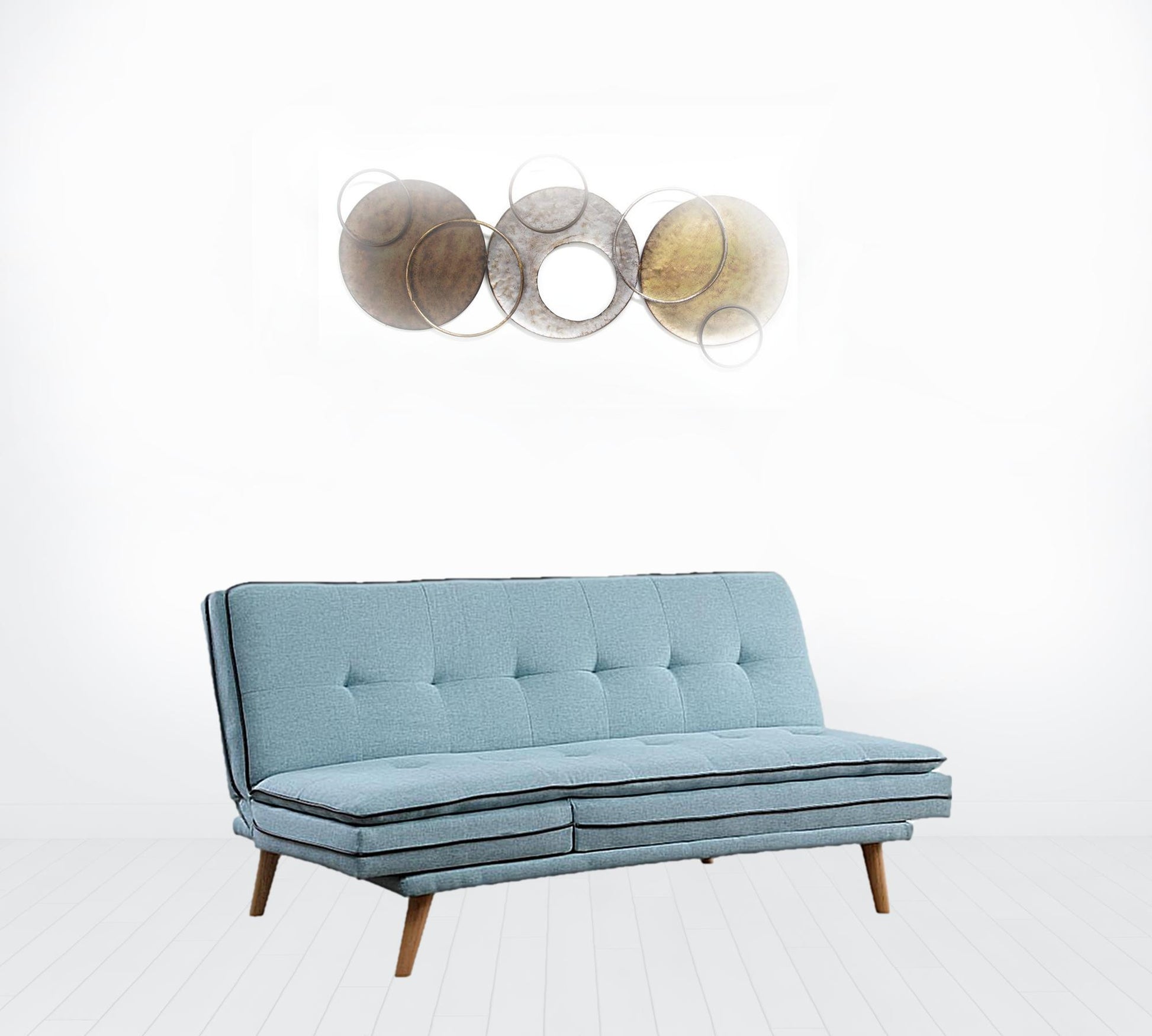 72" Blue Linen And Brown Sofa By Homeroots | Sofas | Modishstore - 2