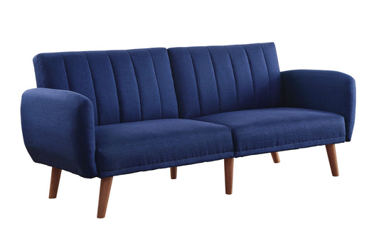 76" Blue Linen And Wood Brown Sleeper Sofa By Homeroots