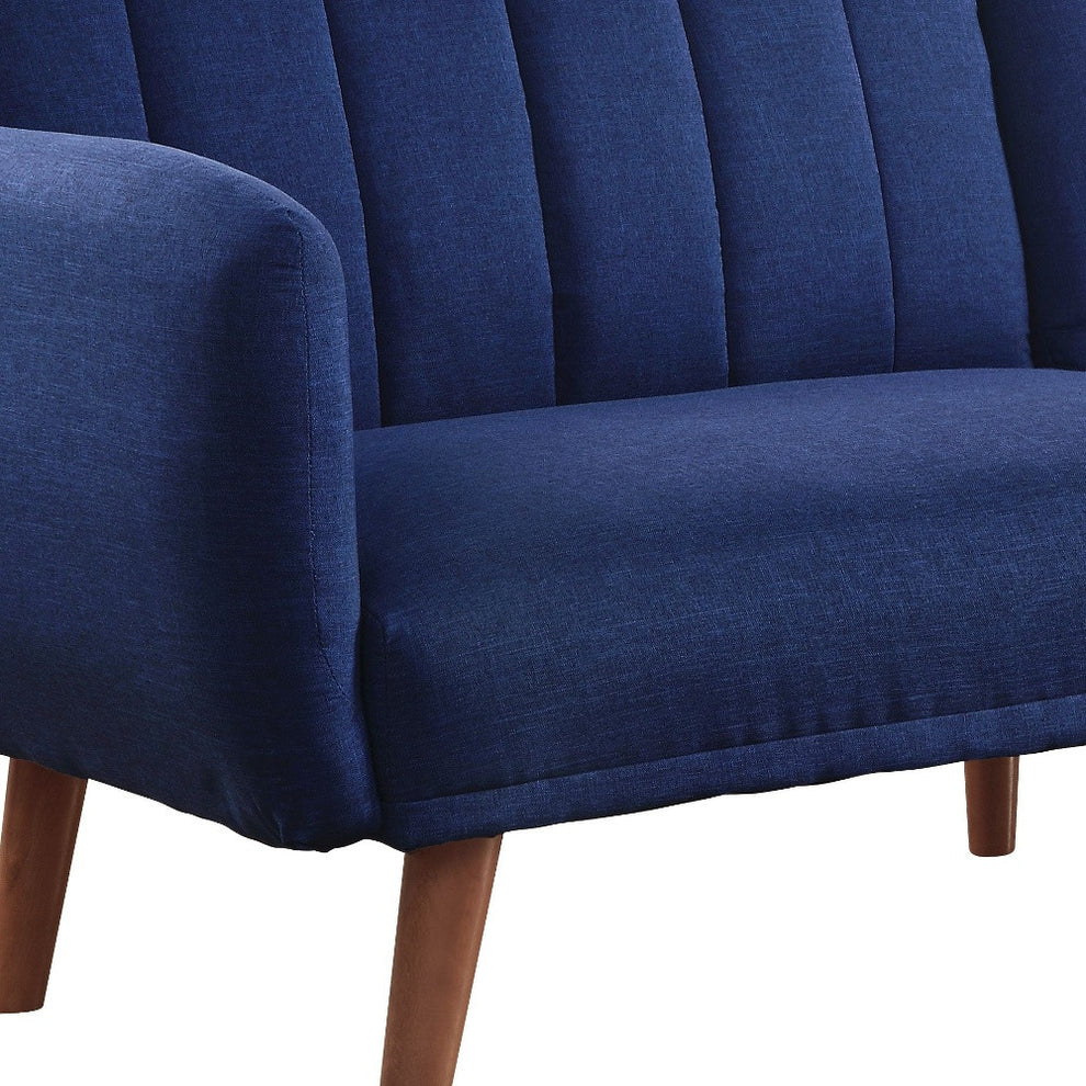 76" Blue Linen And Wood Brown Sleeper Sofa By Homeroots | Sofas | Modishstore - 4