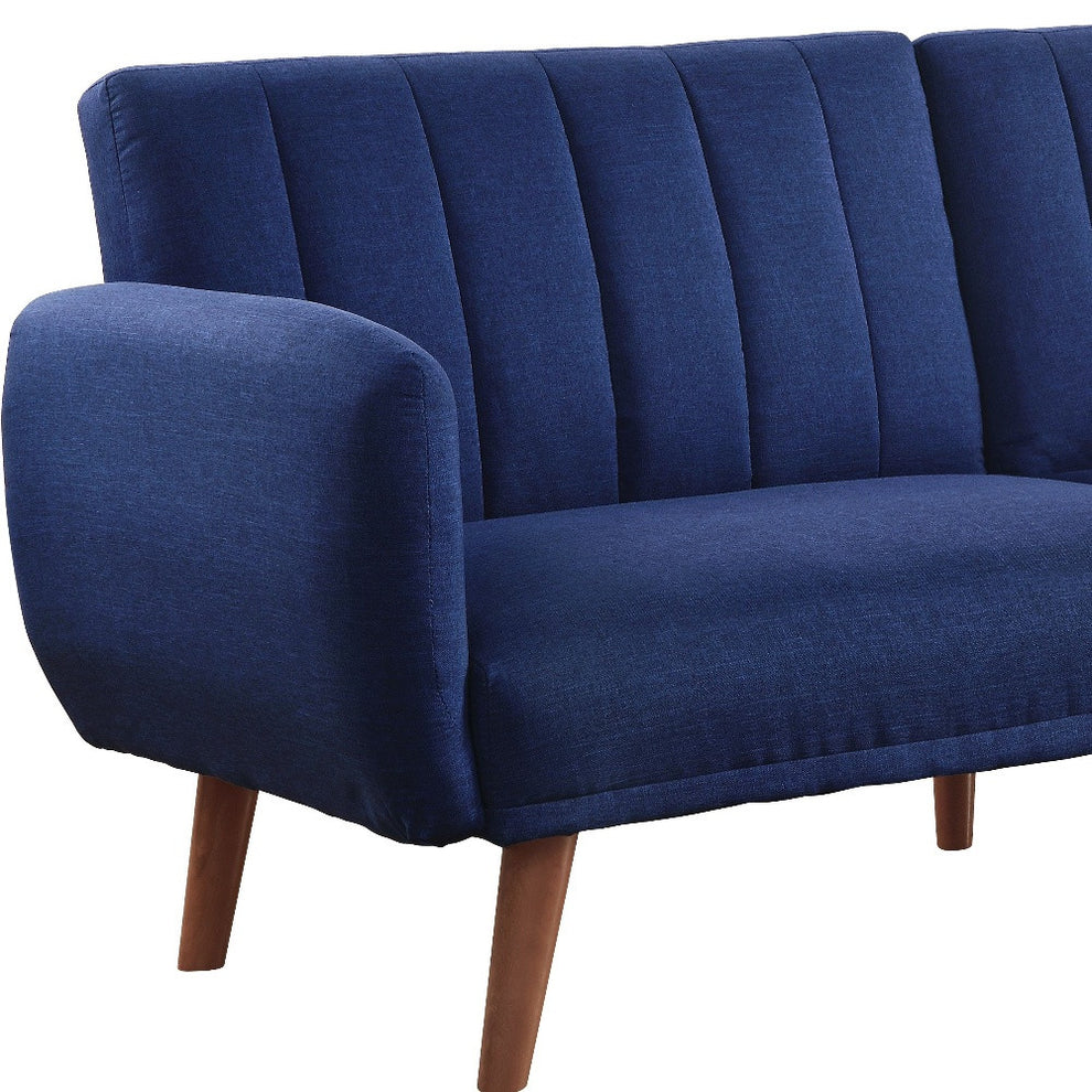 76" Blue Linen And Wood Brown Sleeper Sofa By Homeroots | Sofas | Modishstore - 5