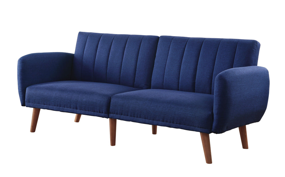 76" Blue Linen And Wood Brown Sleeper Sofa By Homeroots | Sofas | Modishstore - 2
