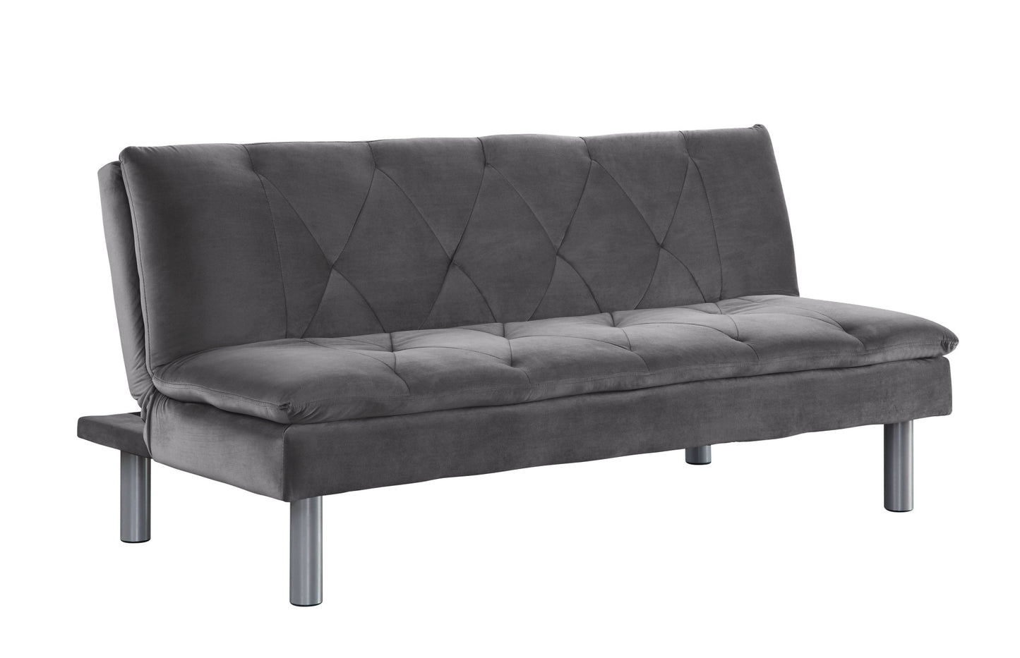 66" Gray Velvet And Silver Sleeper Sofa By Homeroots