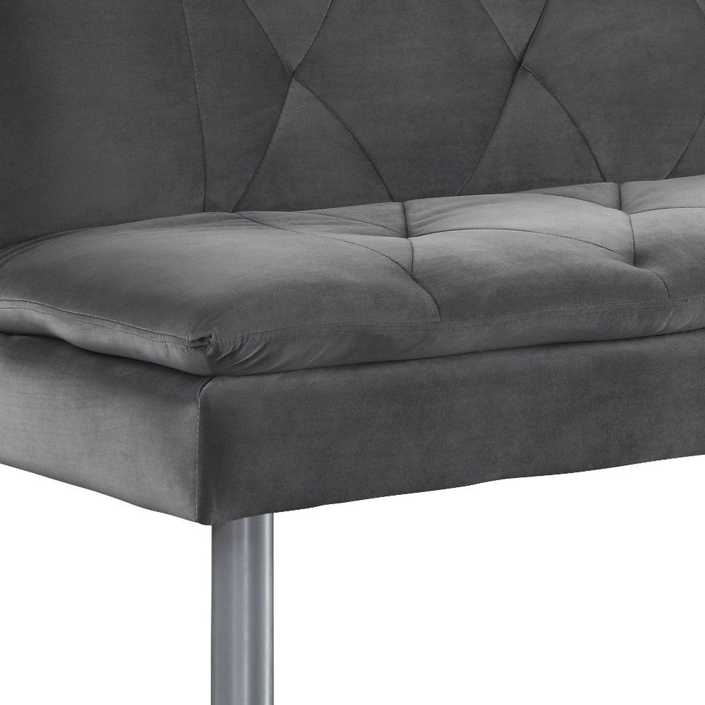 66" Gray Velvet And Silver Sleeper Sofa By Homeroots | Sofas | Modishstore - 5