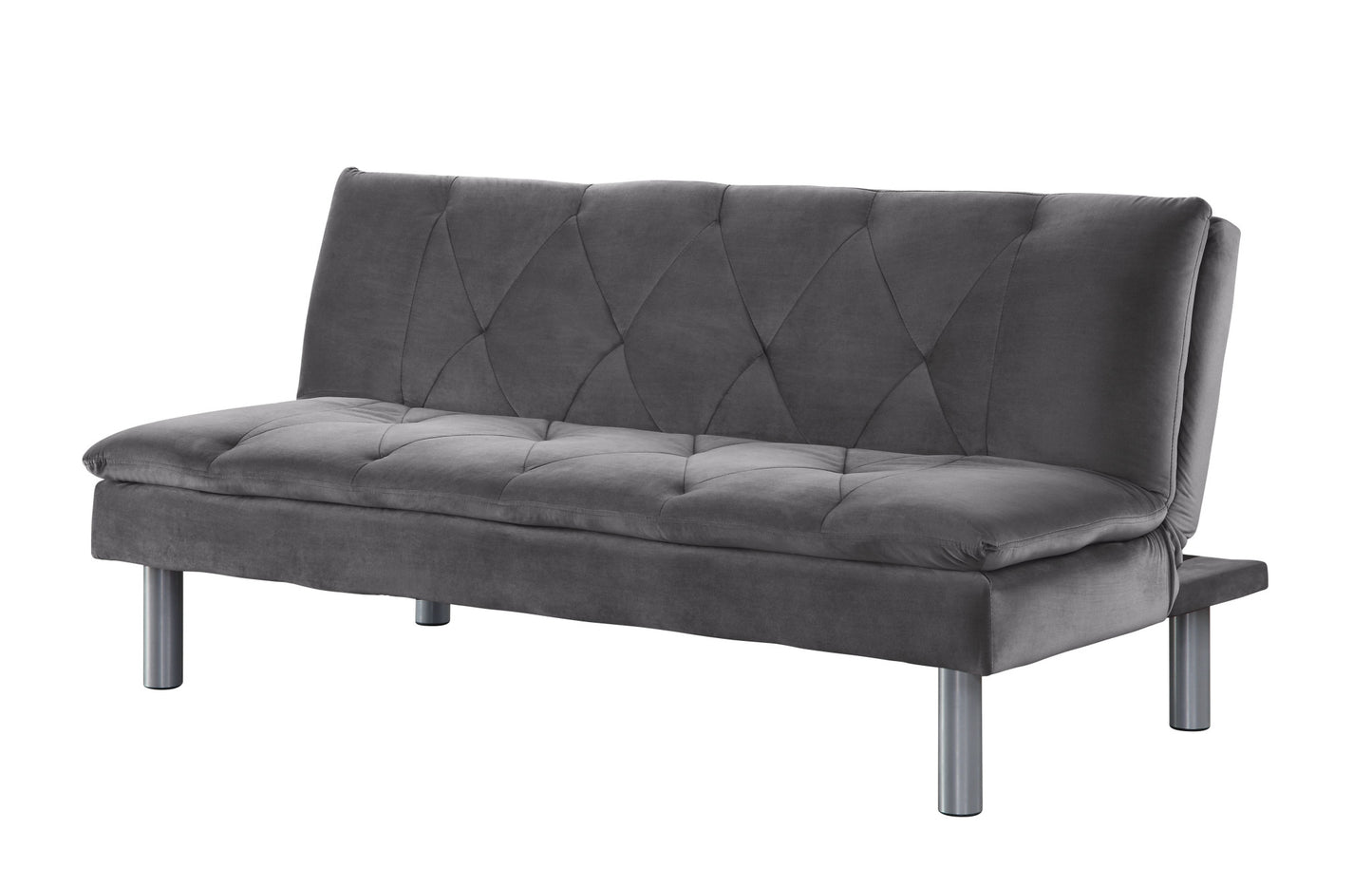 66" Gray Velvet And Silver Sleeper Sofa By Homeroots | Sofas | Modishstore - 2