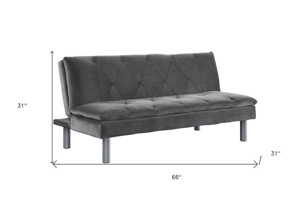 66" Gray Velvet And Silver Sleeper Sofa By Homeroots | Sofas | Modishstore - 6