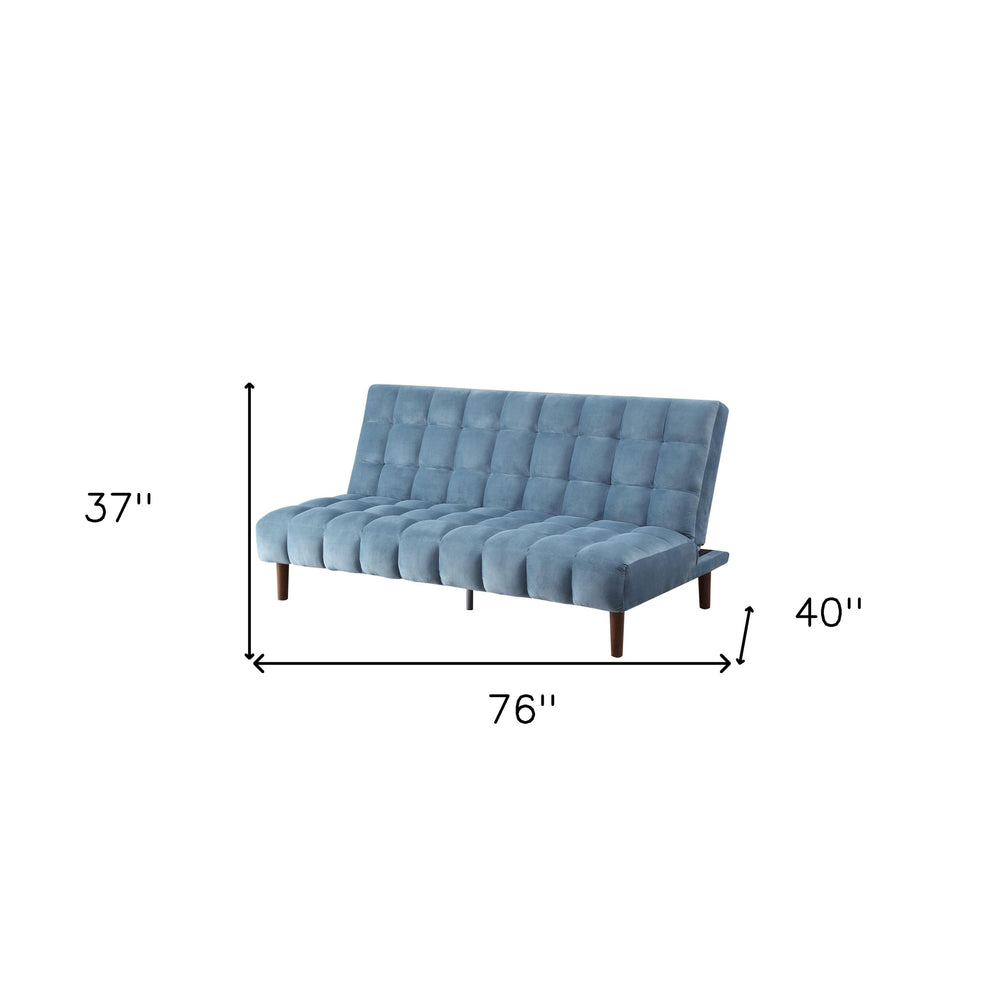 76" Teal Velvet And Wood Brown Sleeper Sofa By Homeroots | Sofas | Modishstore - 9