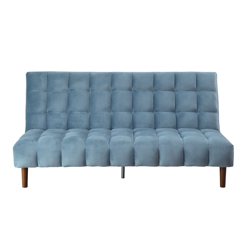 76" Teal Velvet And Wood Brown Sleeper Sofa By Homeroots | Sofas | Modishstore - 2