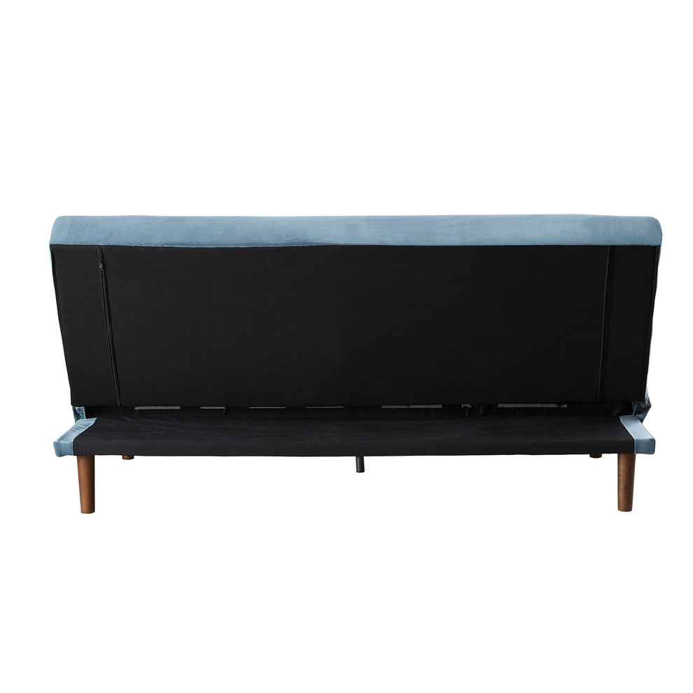 76" Teal Velvet And Wood Brown Sleeper Sofa By Homeroots | Sofas | Modishstore - 4