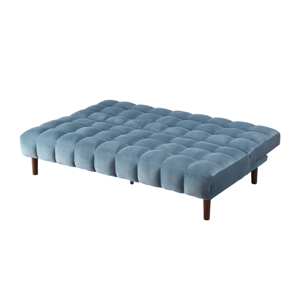 76" Teal Velvet And Wood Brown Sleeper Sofa By Homeroots | Sofas | Modishstore - 5