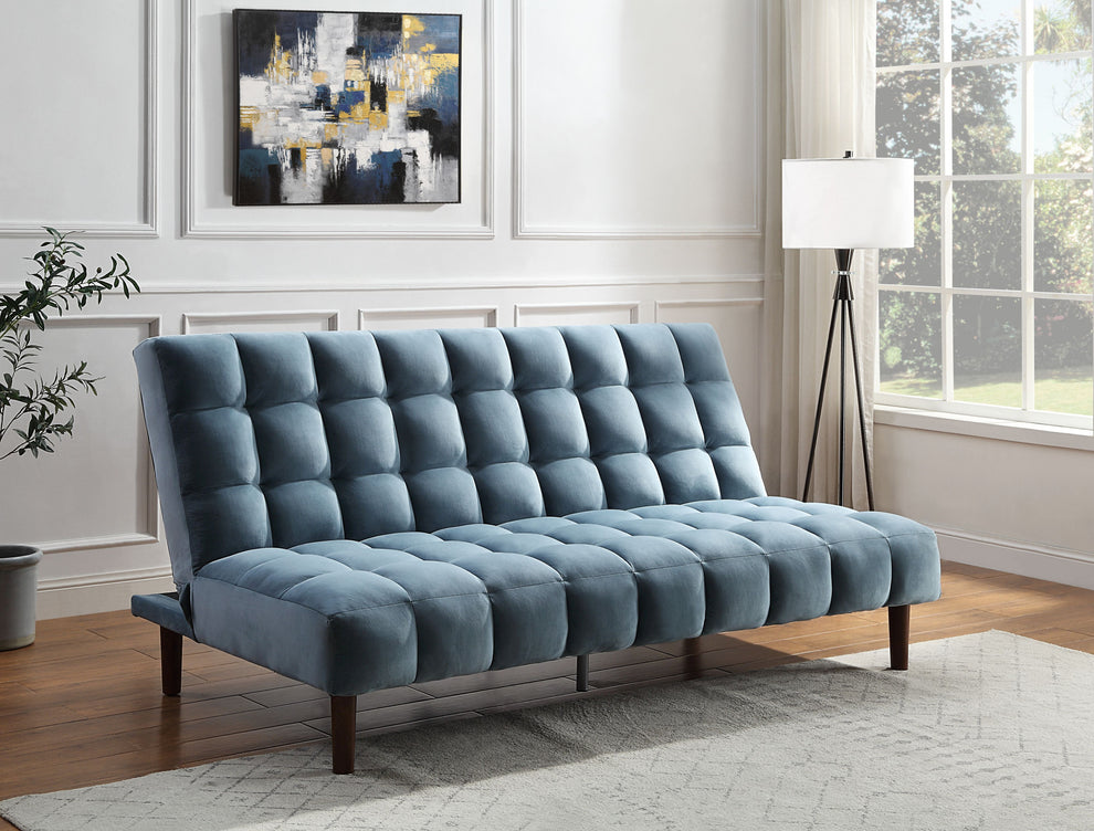 76" Teal Velvet And Wood Brown Sleeper Sofa By Homeroots | Sofas | Modishstore - 7